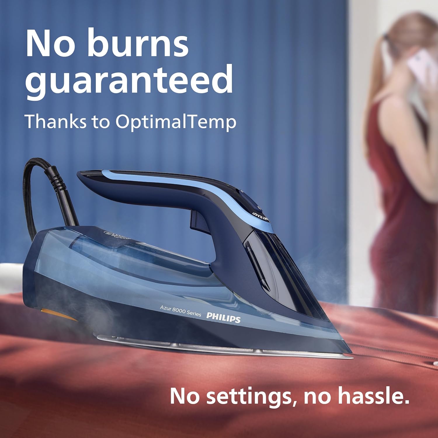 3000W Steam Iron 240g Steam Boost OptimalTemp Non Stick Soleplate