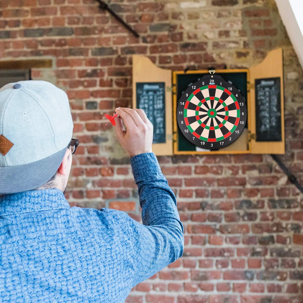 18in Magnetic Dartboard Set Double Sided Kids Game 12 Darts Safe