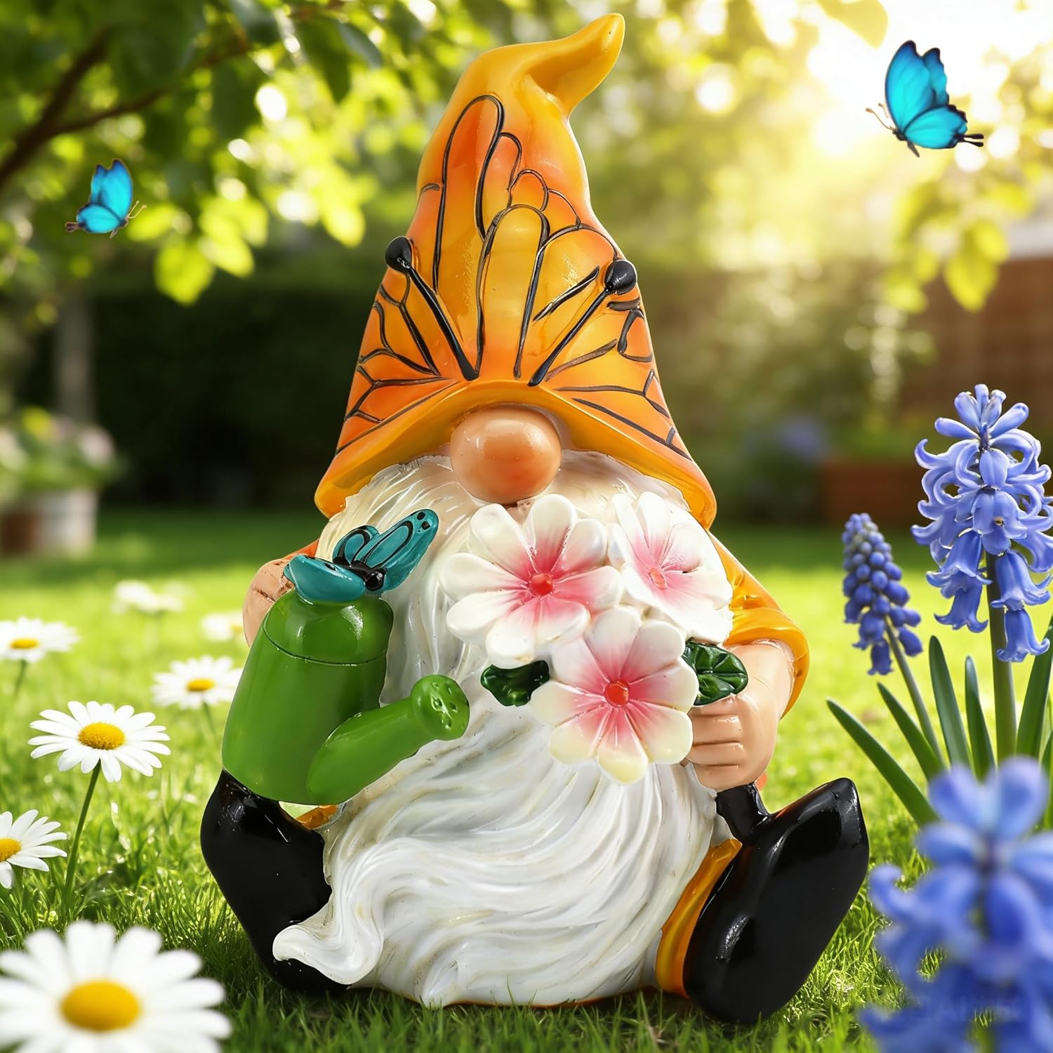 Butterfly Gnome Statue Spring Garden Decor Resin Elf Gift