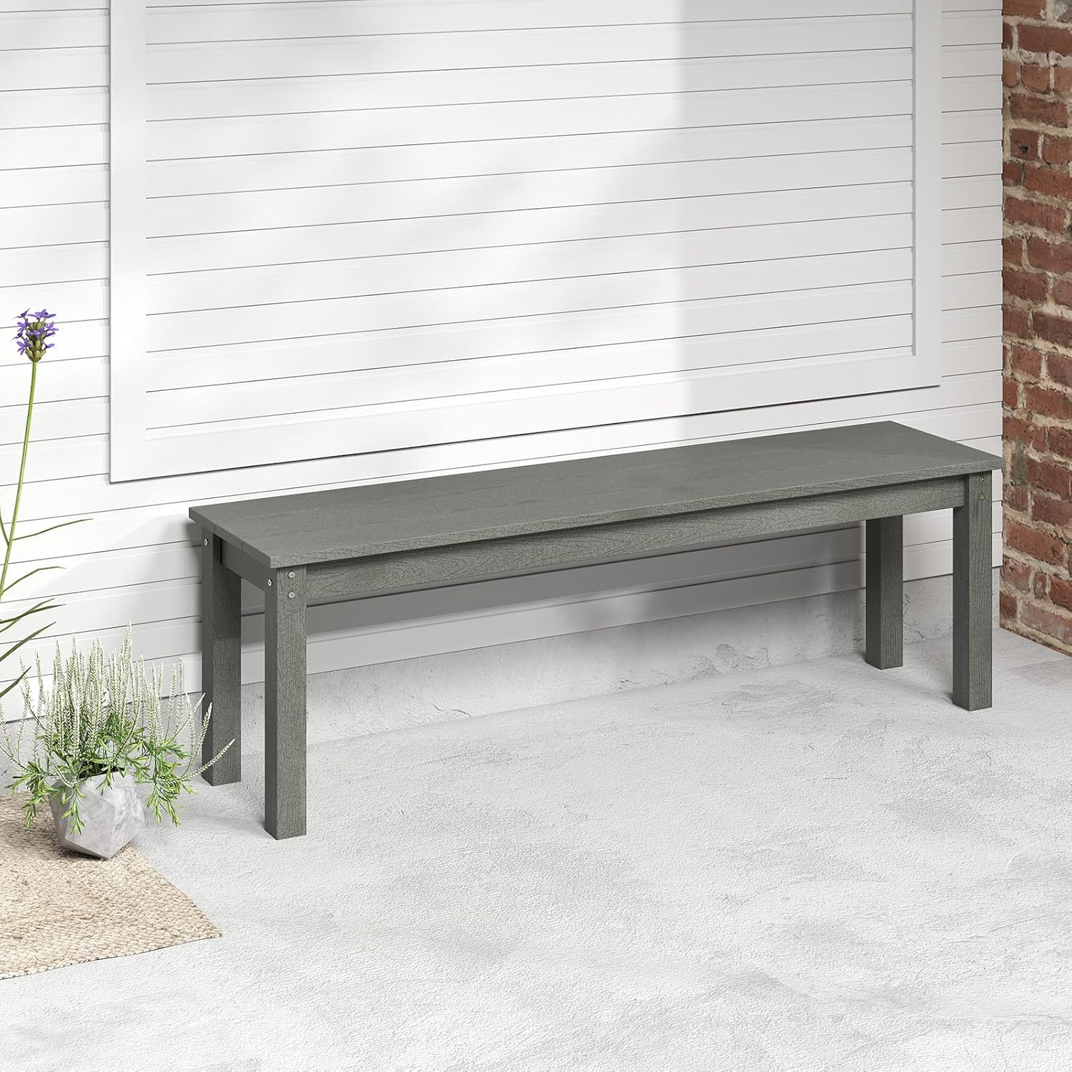 2-3 Seater Garden Bench 140cm HDPE Outdoor Patio Seat