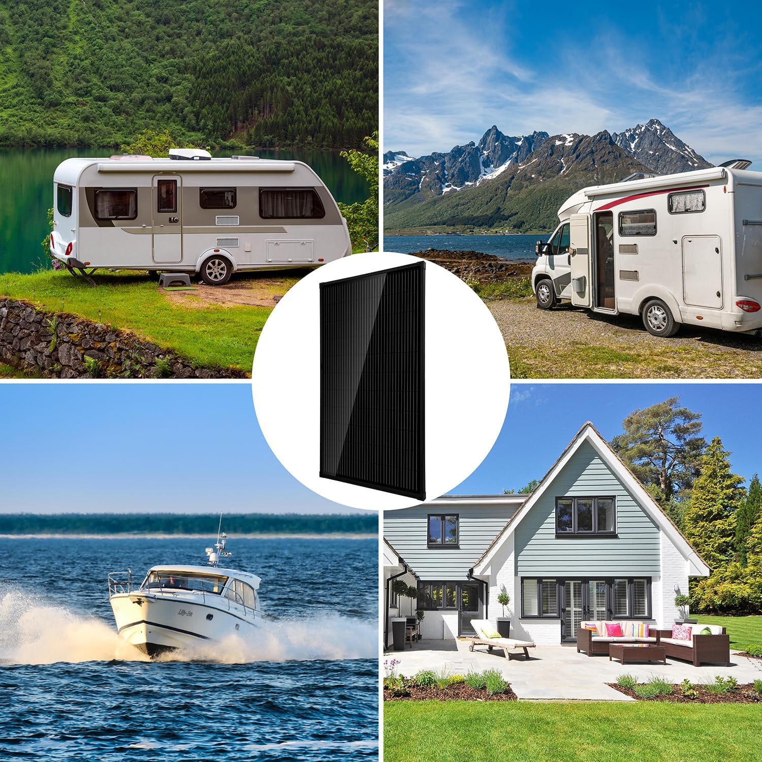 340W Solar Panel Kit 12V 24V Off Grid RV Boat Home