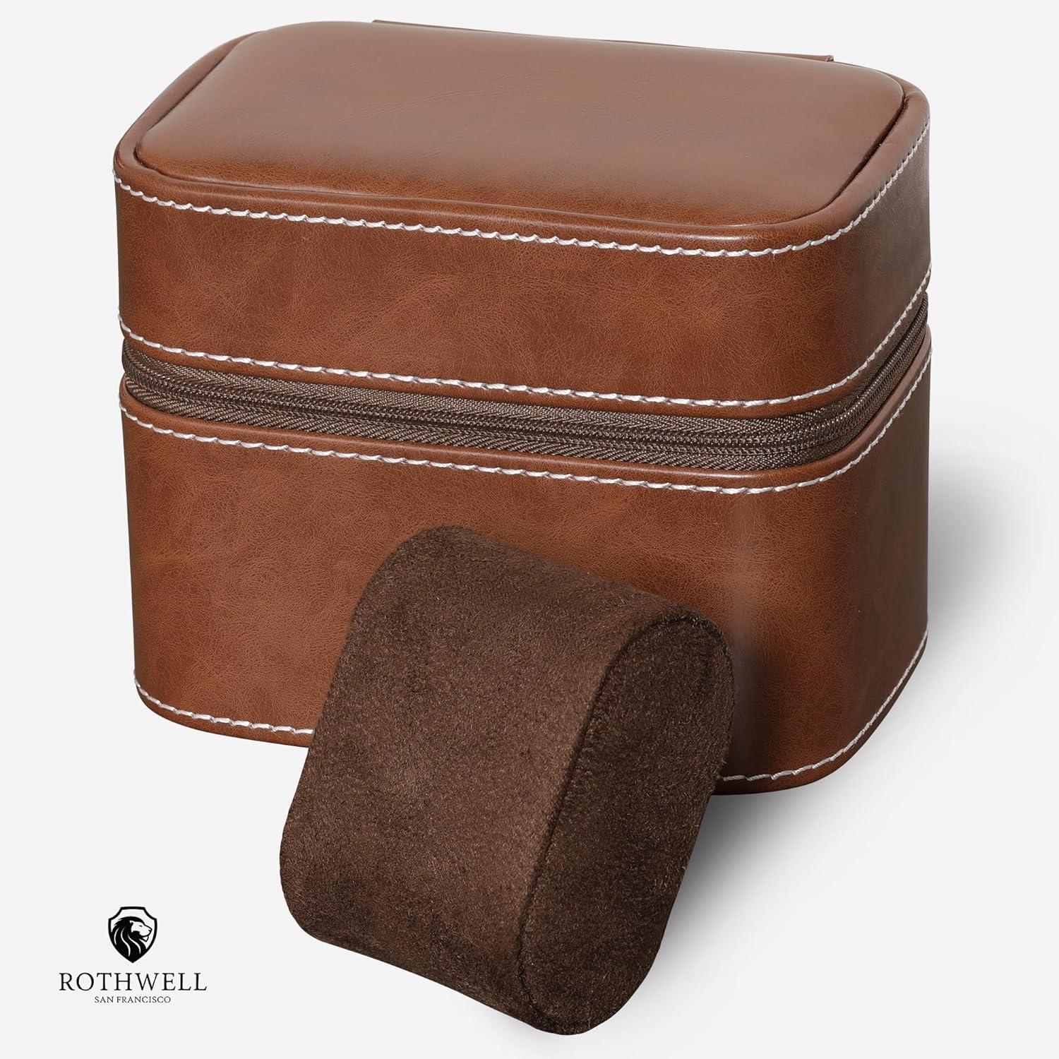 2 Slot Watch Travel Case Storage Organizer Brown