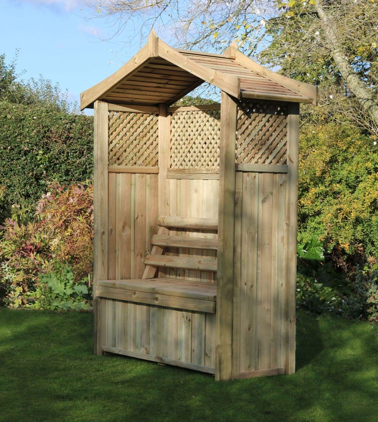 Wooden Garden Arbour Bench Pergola Trellis Seat w/Storage