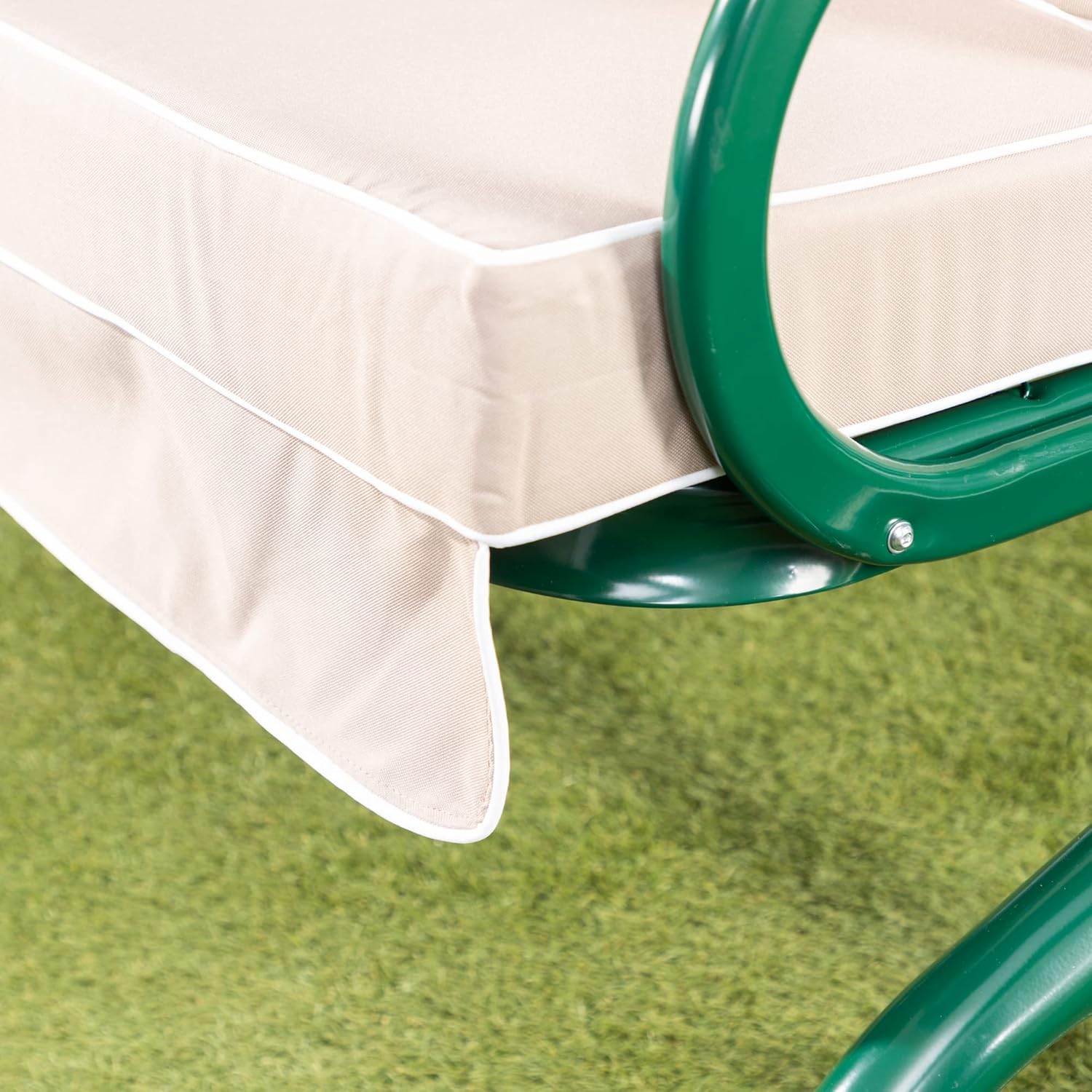3 Seater Garden Swing Seat Taupe Canopy Luxury Cushions