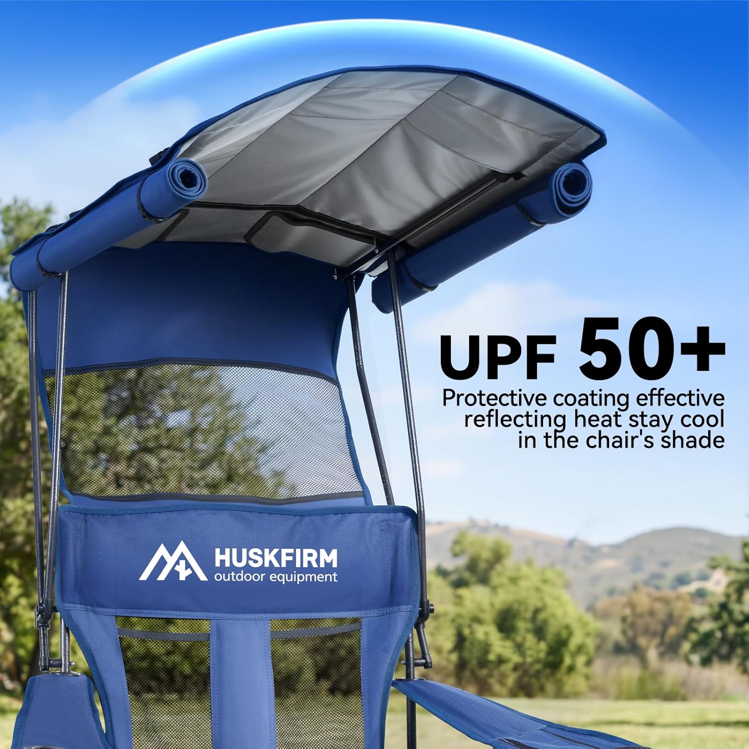 Camping Chair with UPF 50 Plus Canopy Shade Blue