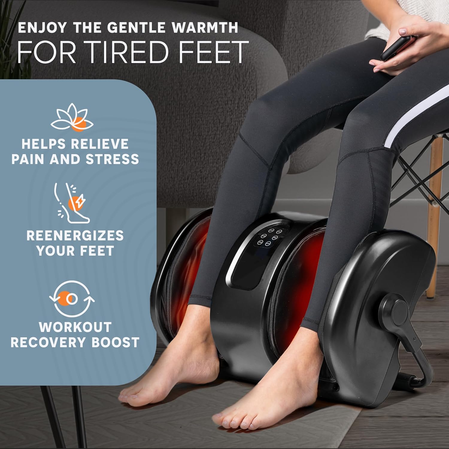 Shiatsu Foot & Calf Massager Heat Reflexology Roller Pain Relief