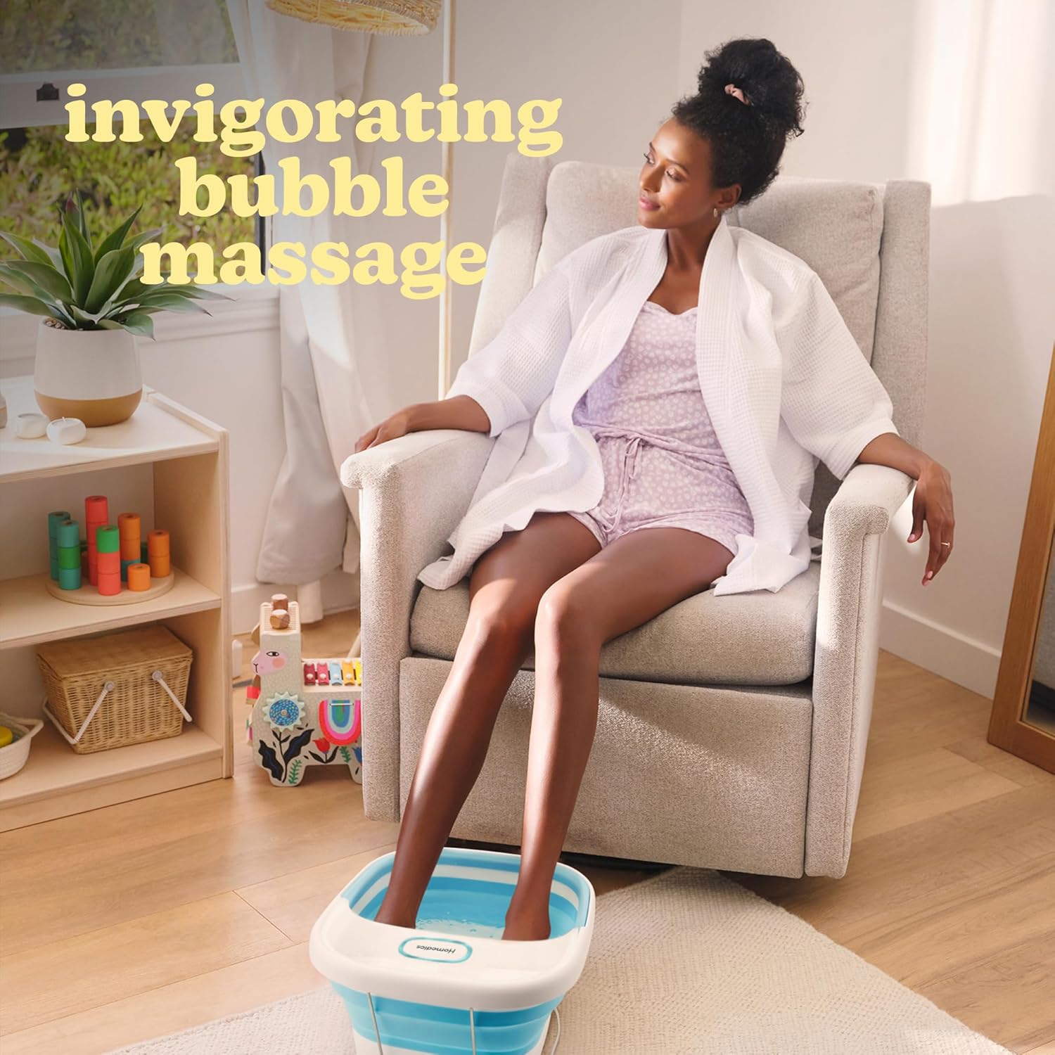 Collapsible Foot Spa Massager Heat Bubble Foldable Foot Bath UK12