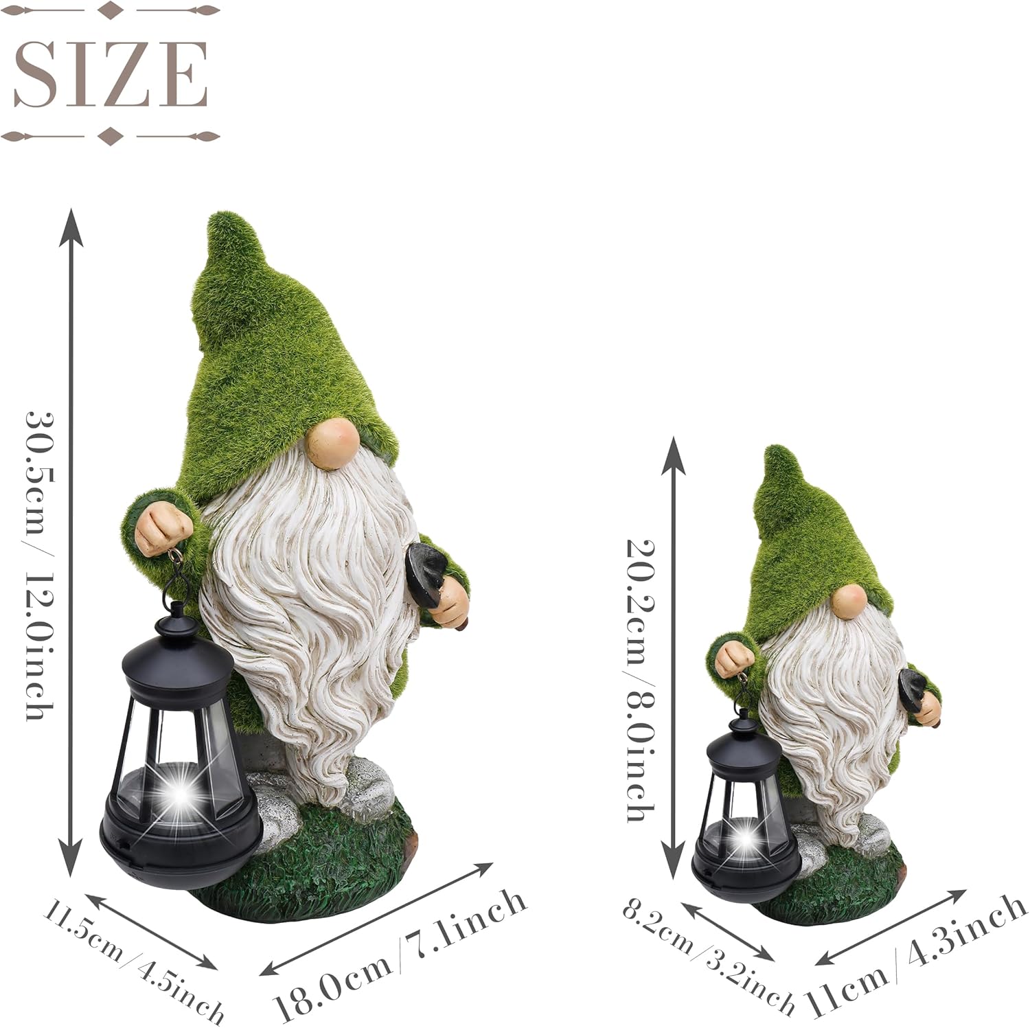 Solar Gonk Garden Ornament Resin Lantern Light Outdoor Decor
