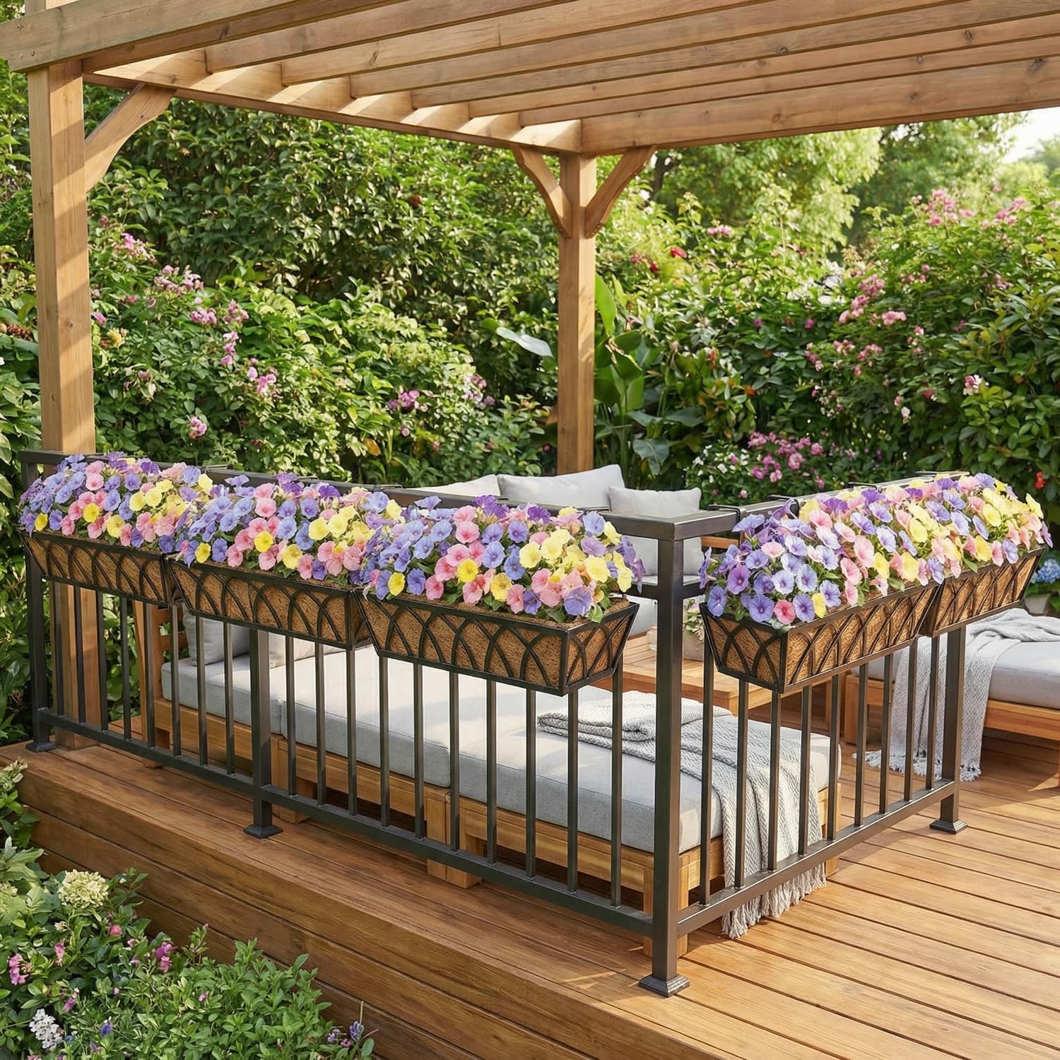 Window Box Planters 24in Set 6 Hanging Metal Trough Coco Liner