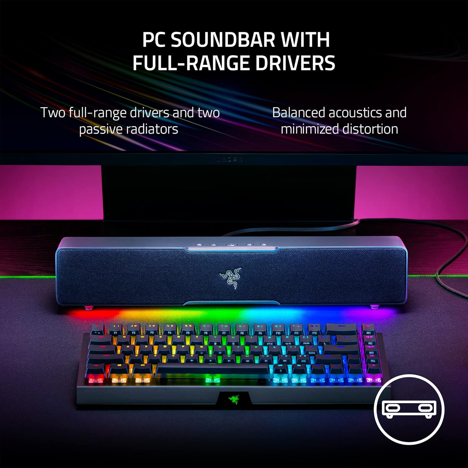 PC Gaming Soundbar USB C Bluetooth RGB Desktop Speakers Stereo Audio