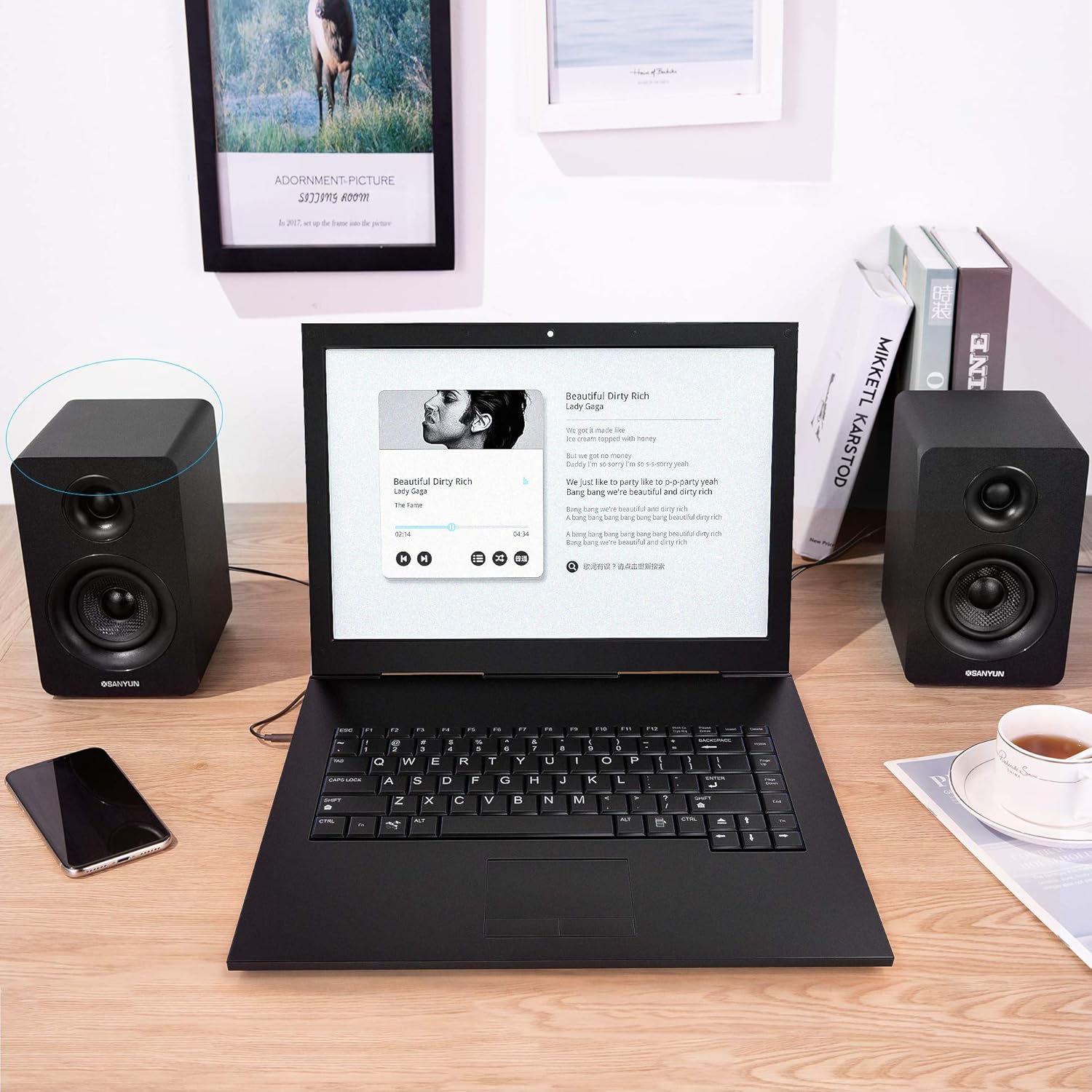 60W Bluetooth Bookshelf Speakers 3 Inch Carbon Fiber USB DAC PC Audio