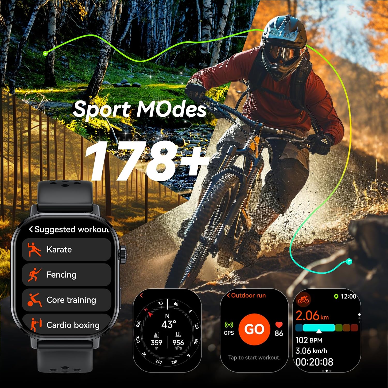 GPS AMOLED Smart Watch 178 Sports 5ATM Bluetooth Call