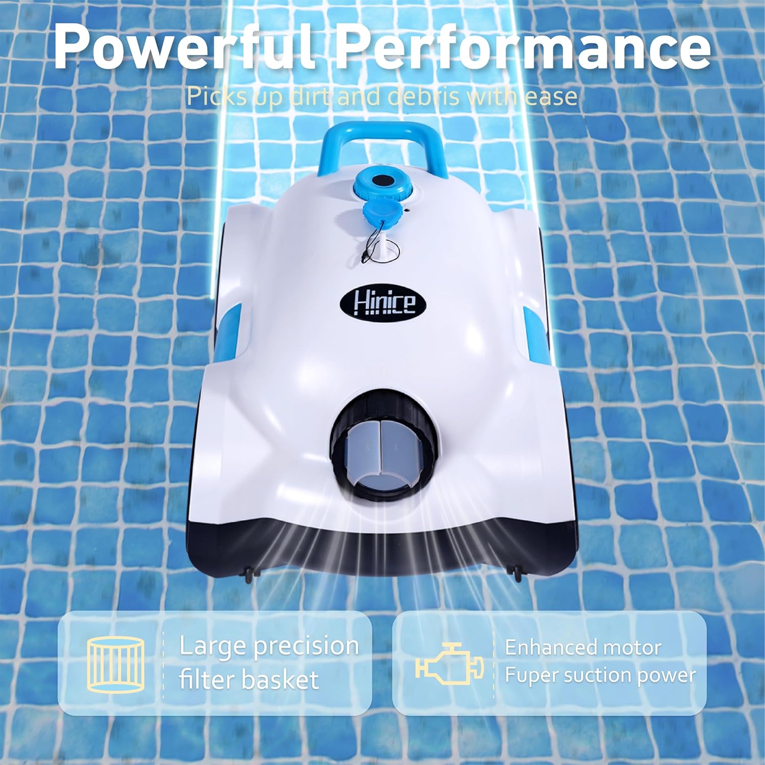 Cordless Pool Vacuum Robot 150min Waterproof Auto Cleaner White