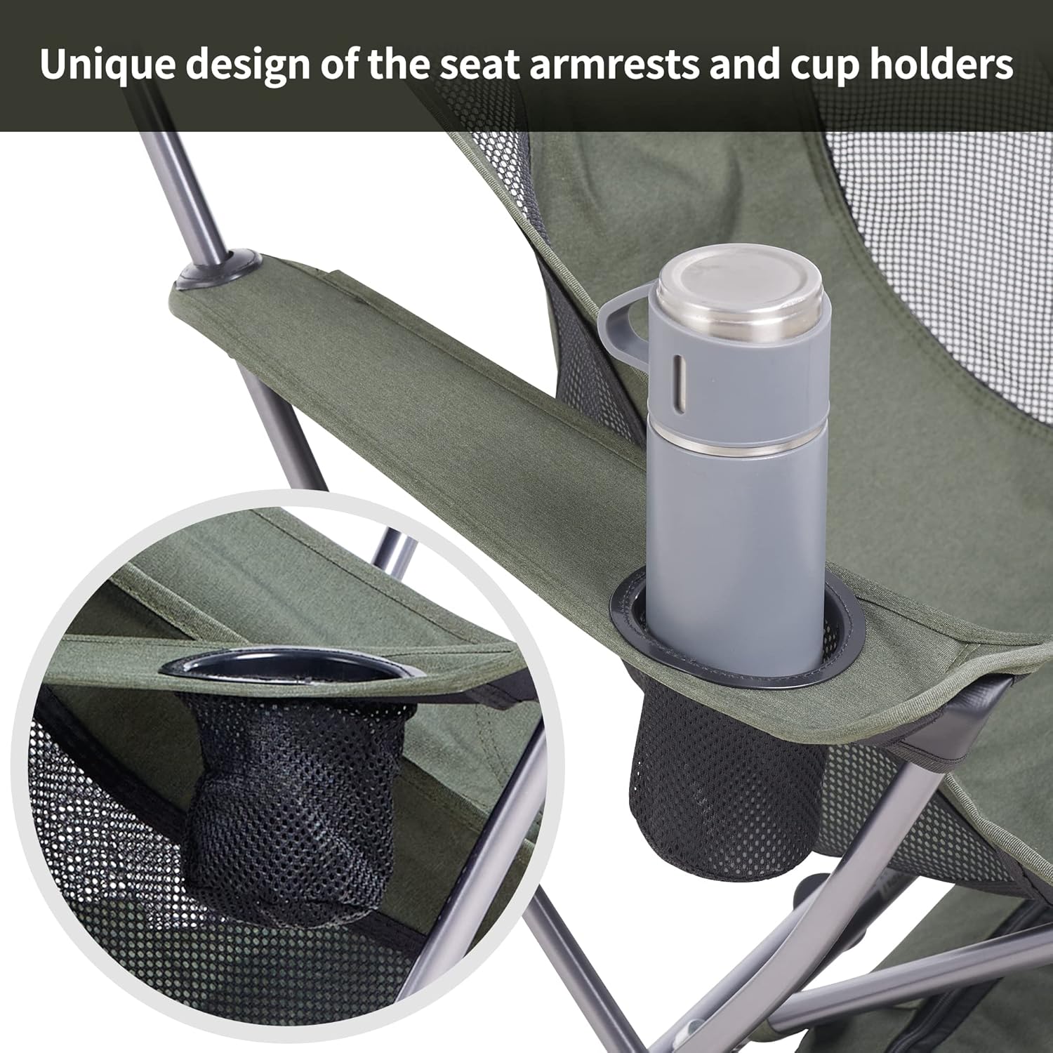Ultralight Camping Chair Breathable 330lb Green