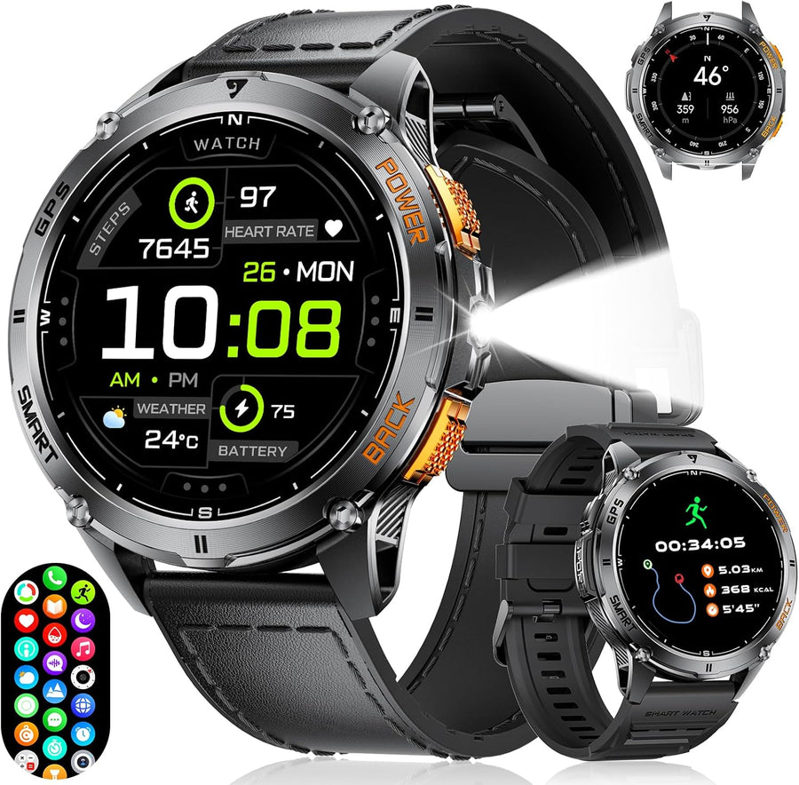 Military Smart Watch GPS AMOLED Bluetooth Call 170 Sport Modes