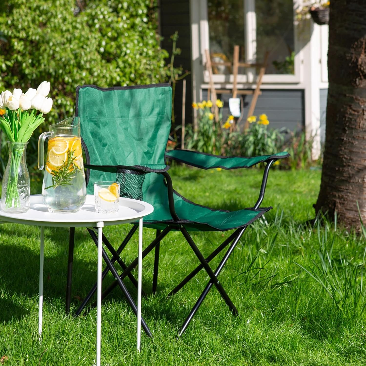 Folding Camping Chairs Pack of 4 Green Canvas Outdoor Seats