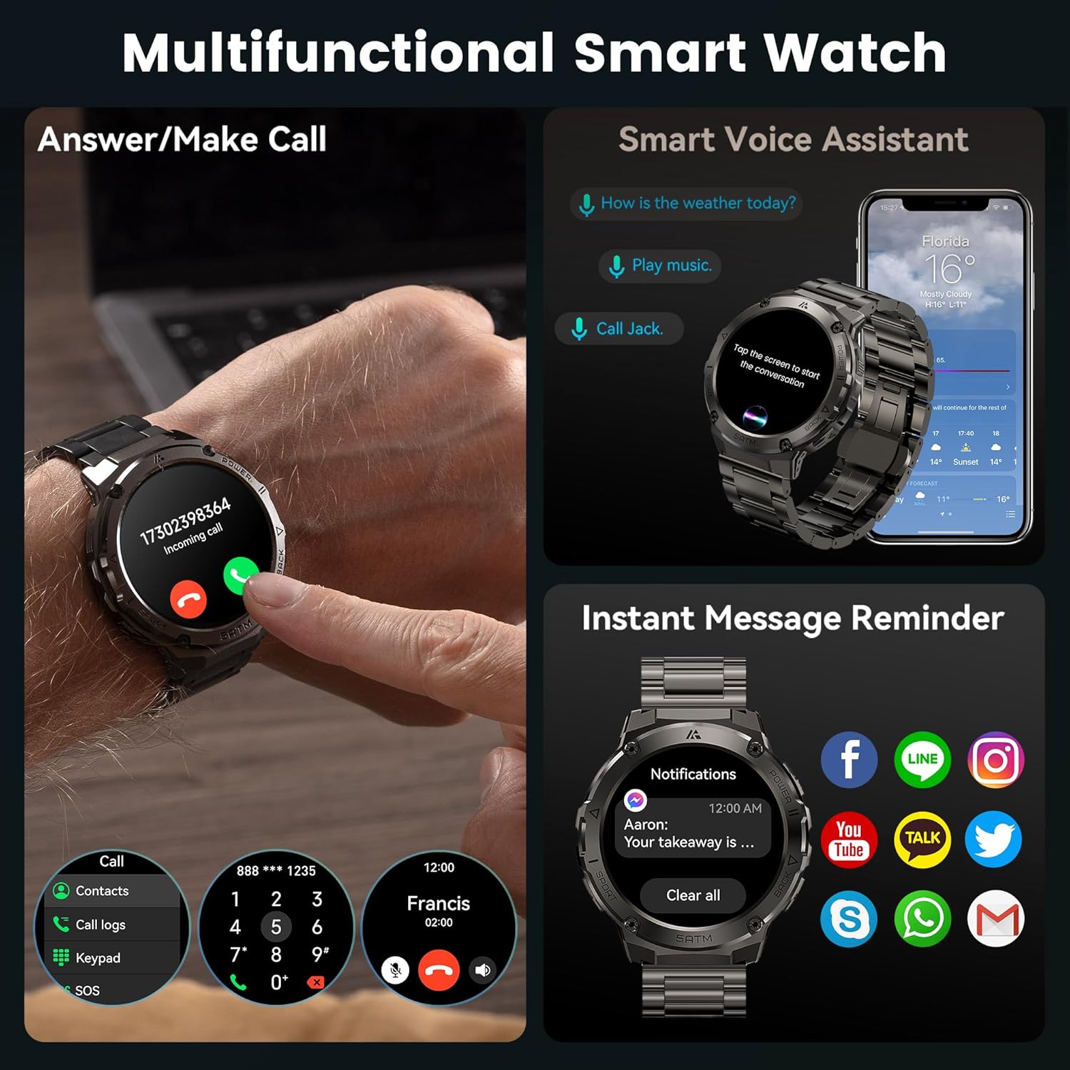 Military GPS Smart Watch 170 Sports 50M Waterproof