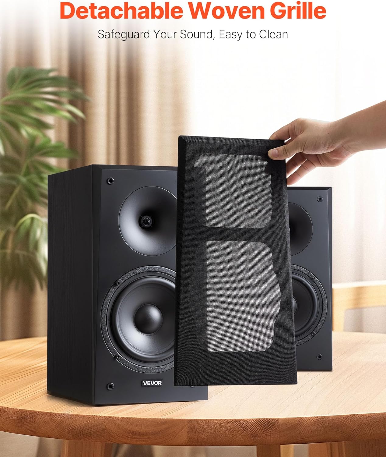 Passive Bookshelf Speakers 6.5 Inch Woofer Stereo Home Theater Pair