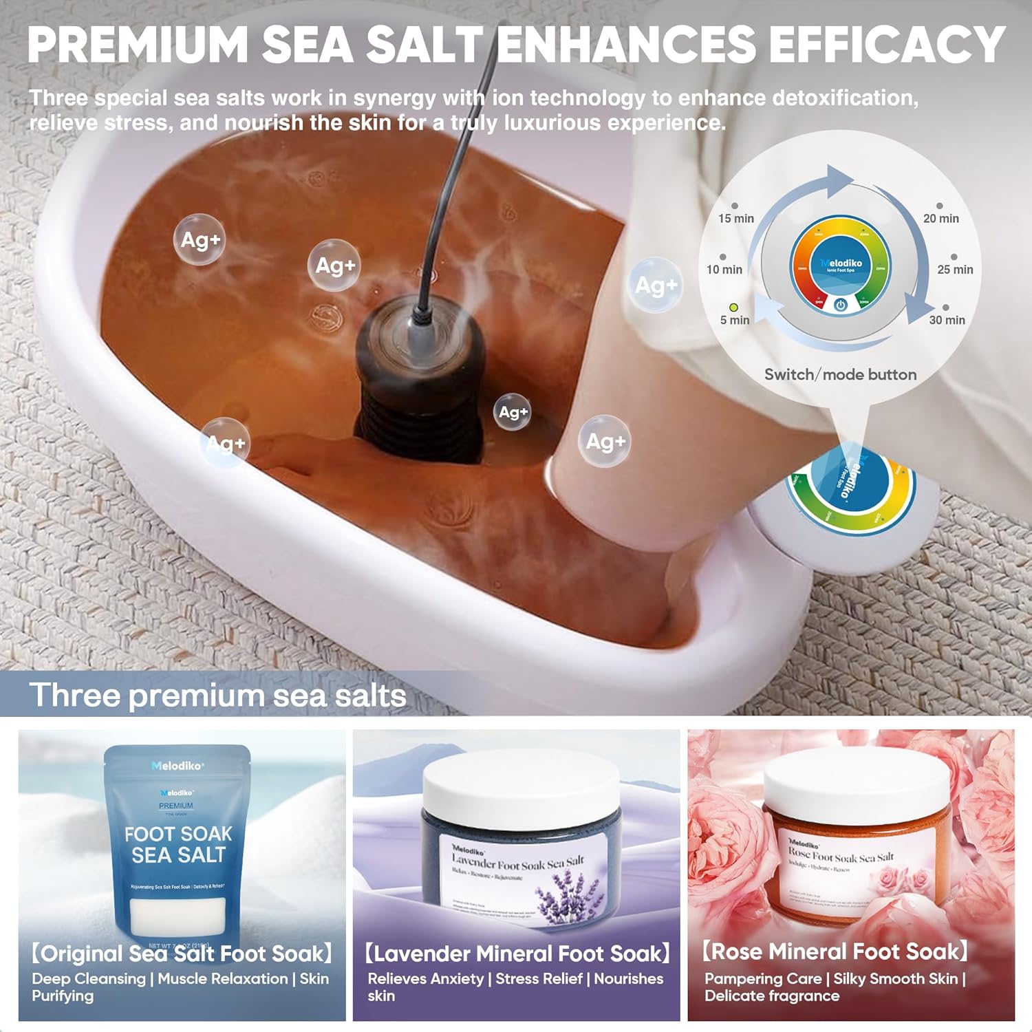 Ionic Foot Detox Spa Machine Kit Basin Salts Arrays Home Use
