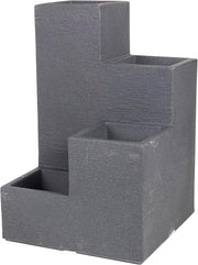 4 Tier Stepped Planter Outdoor Indoor Flower Pot Dark Grey