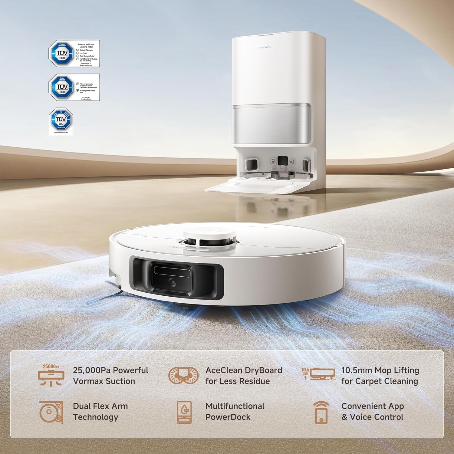 Robot Vacuum Mop 25000Pa Self Empty Auto Wash Dock LiDAR