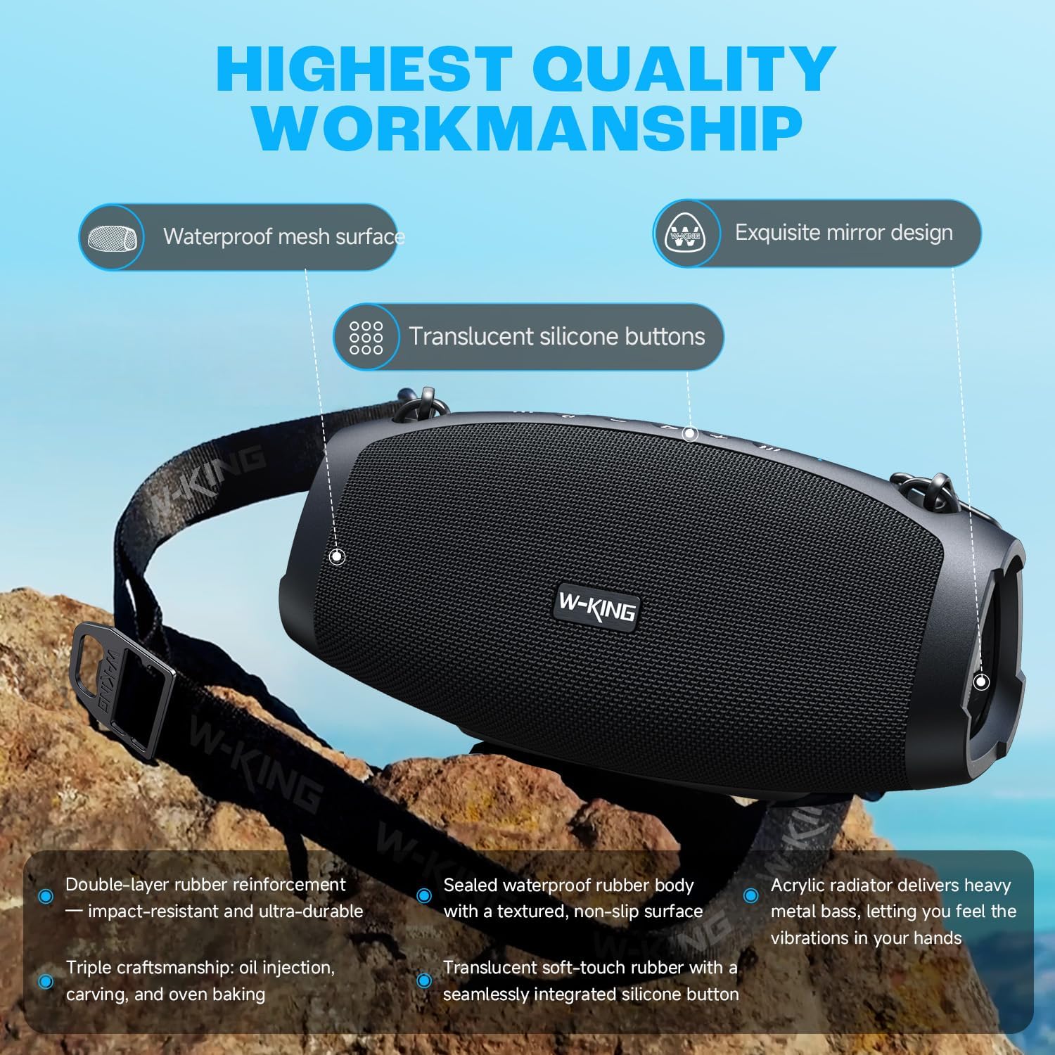 Bluetooth Speaker 120W Portable Loud Boombox Waterproof
