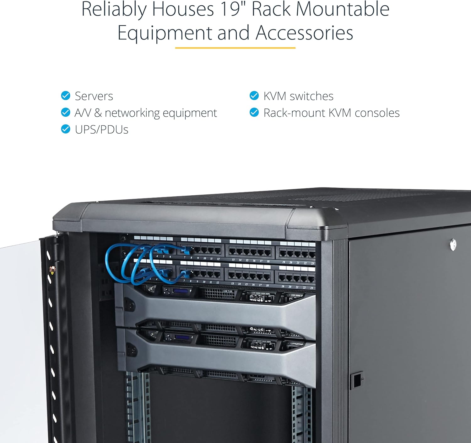 12U 19in Server Rack Cabinet 4 Post Adjustable Depth Mobile