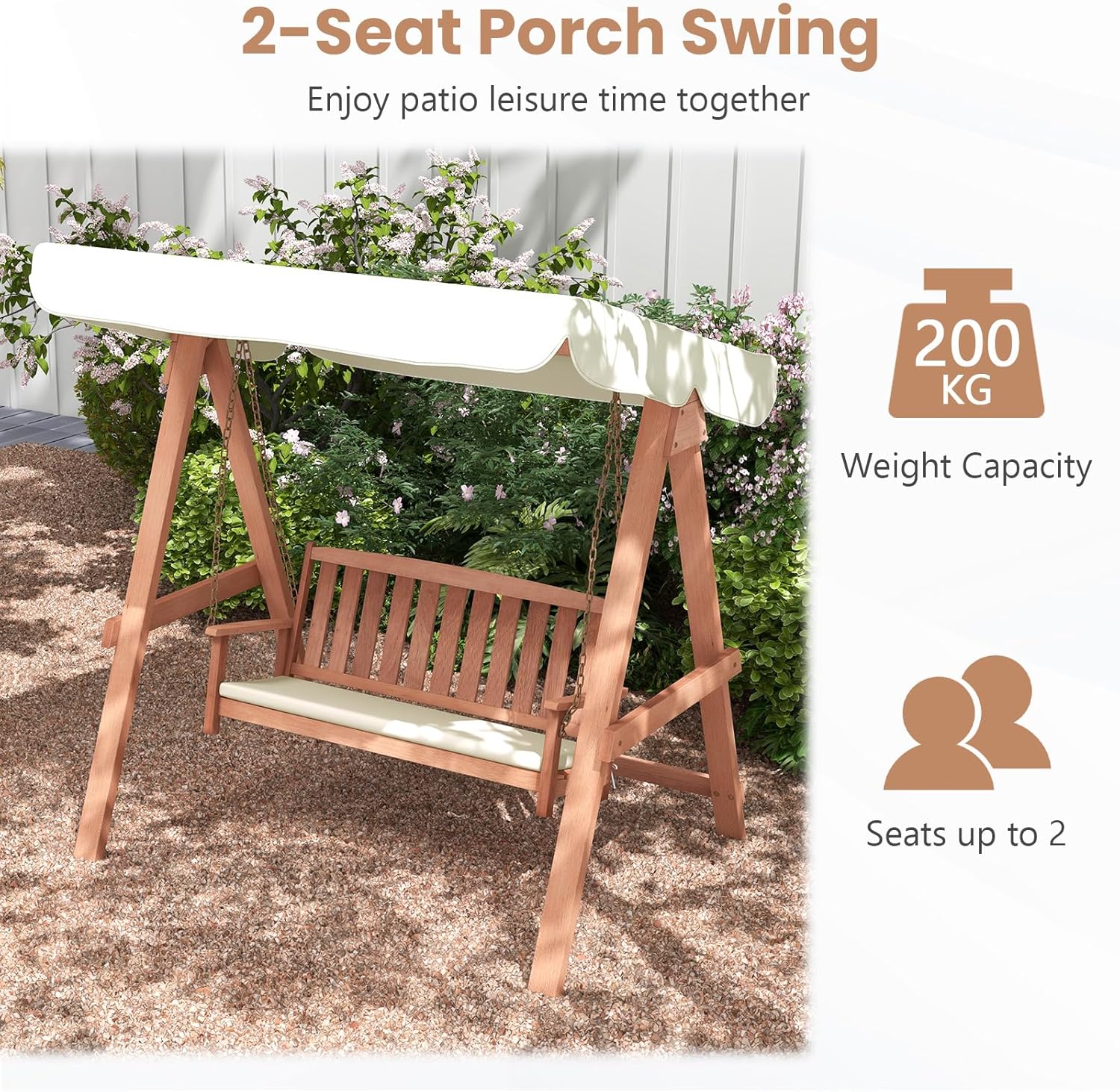 2 Seat Outdoor Swing Chair Canopy Garden Patio Bench