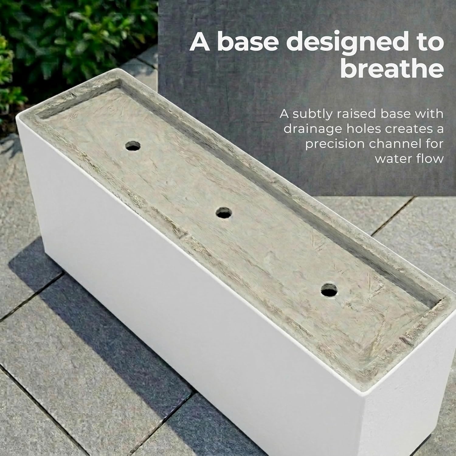 100cm Large Trough Planter White Stone Effect Outdoor Garden Pot