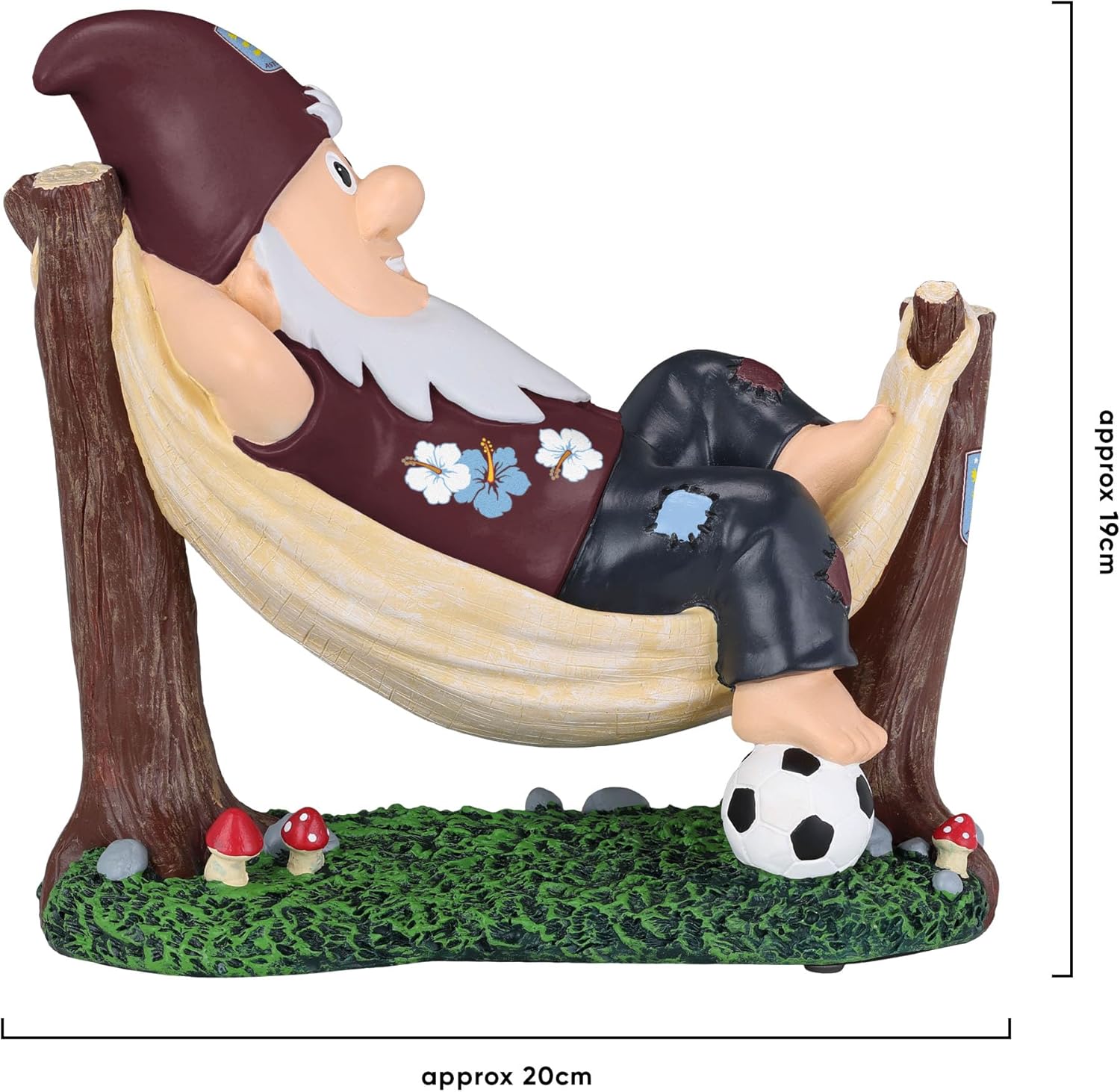 Football Hammock Gnome 20cm Hand Painted Garden Indoor Decor