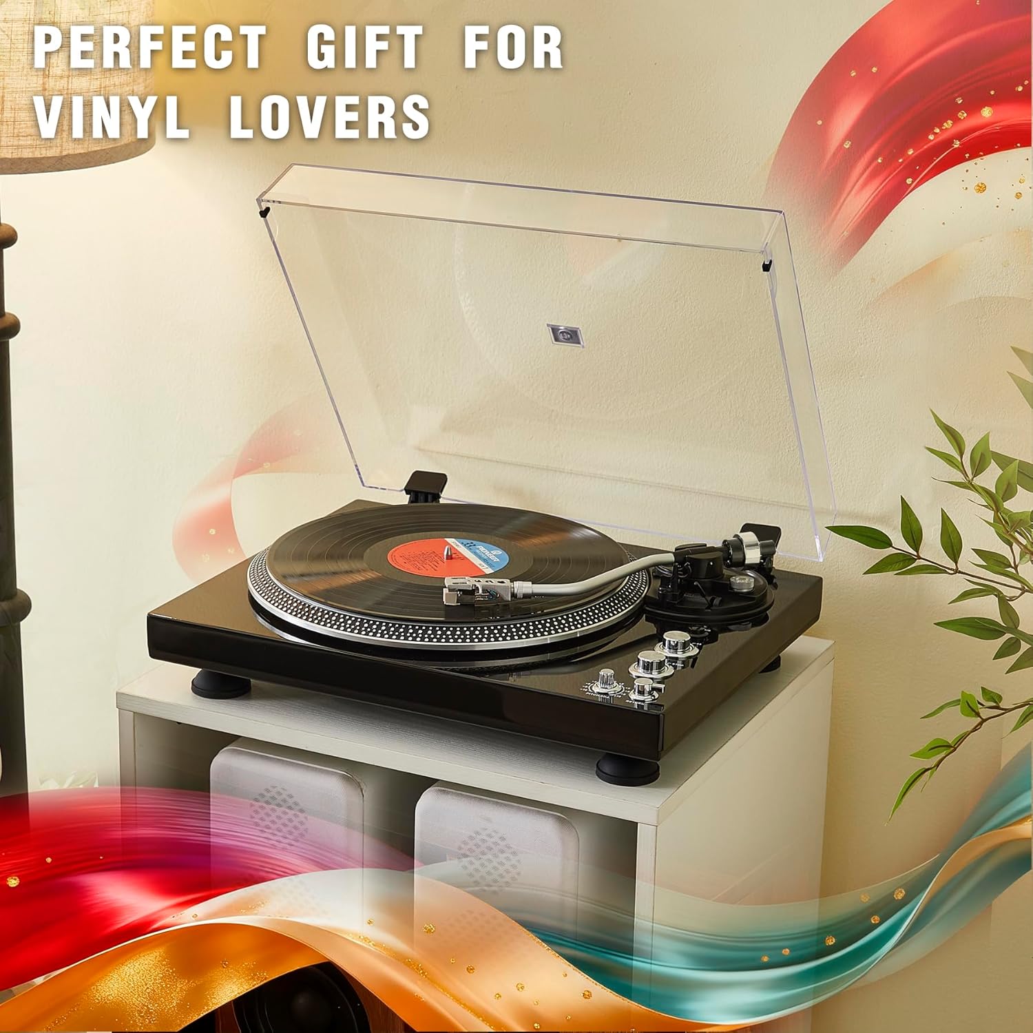 Hi-Fi Belt-Drive Turntable with Premium Cartridge, 33/45 RPM, Auto-Return