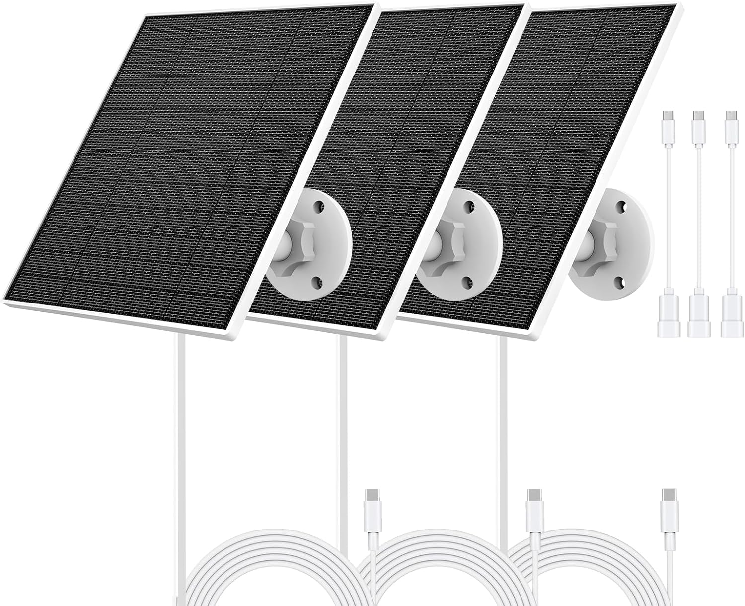 5W Solar Panel for Camera USB C Waterproof IP65 3 Pack Mount