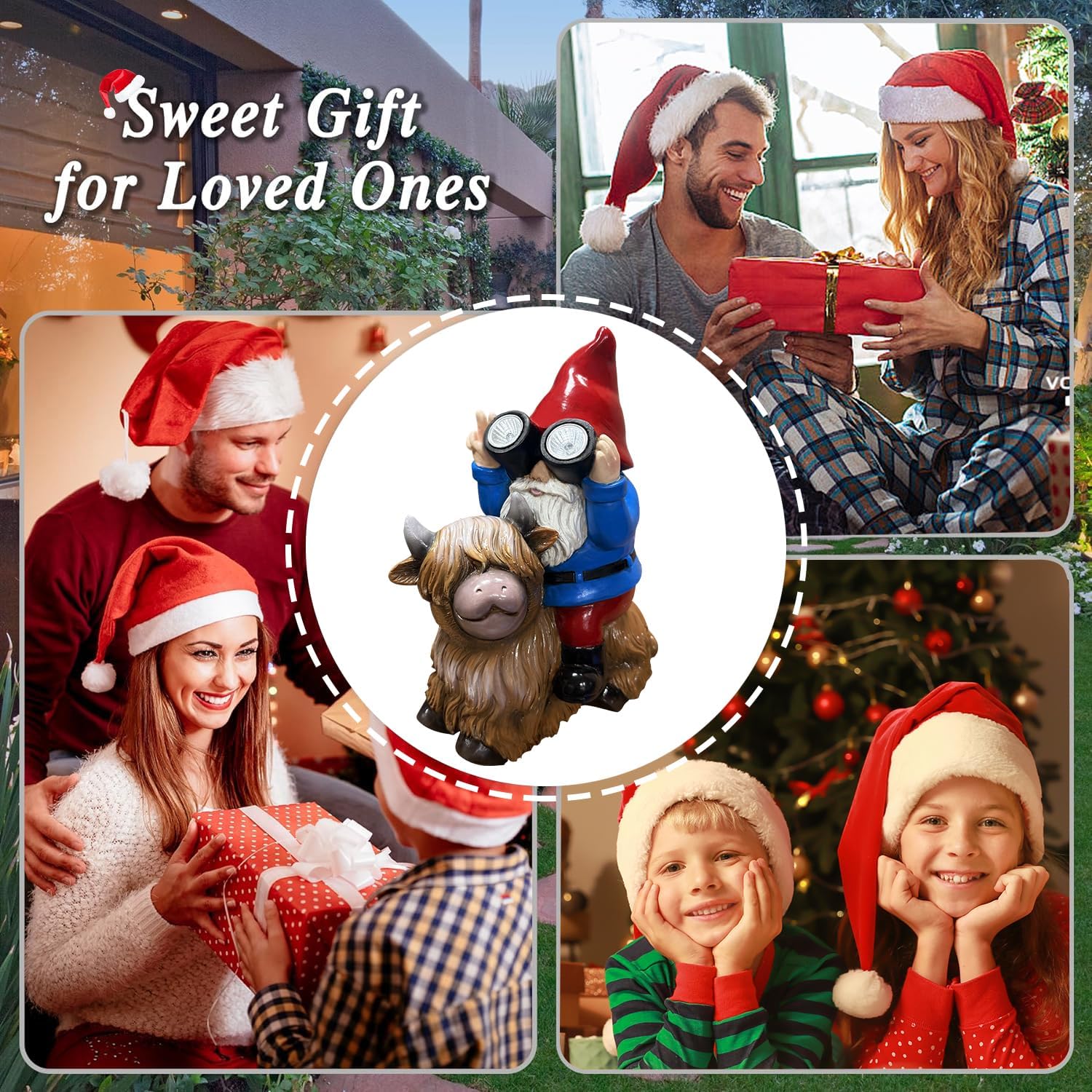 Solar Highland Cow Gnome Statue LED Garden Decor Outdoor