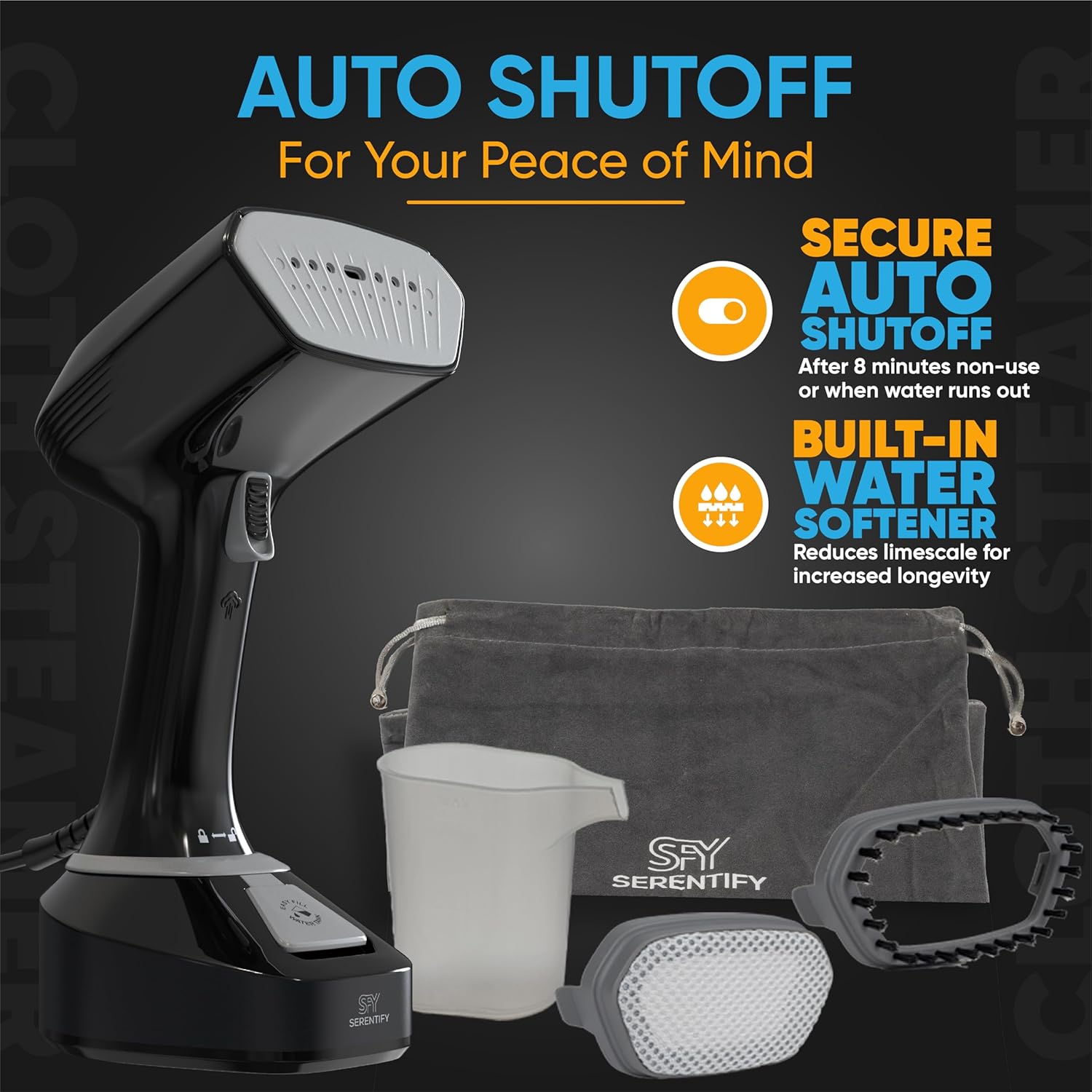 Handheld Garment Steamer 1700W 20s Heat 320ml Tank Portable