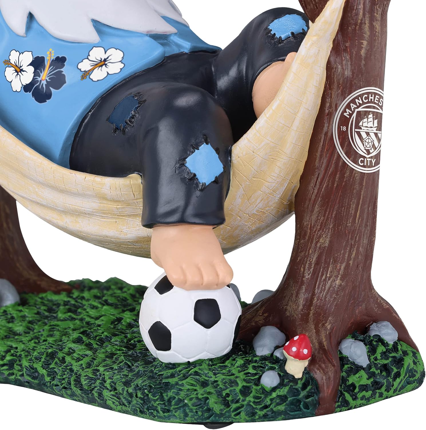 Football Hammock Garden Gnome 20cm Hand Painted Fan Decor