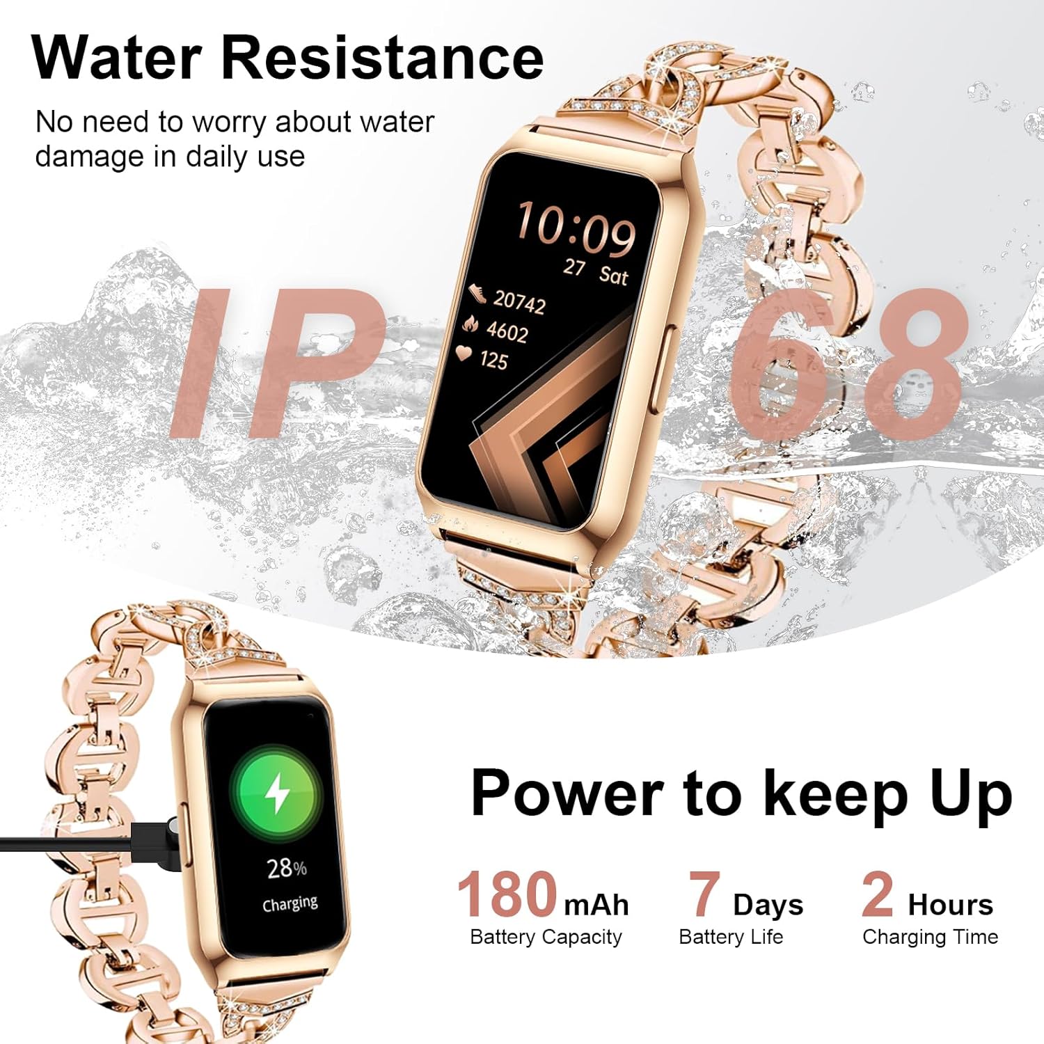 Women Fitness Tracker Watch 7 Day Battery IP68