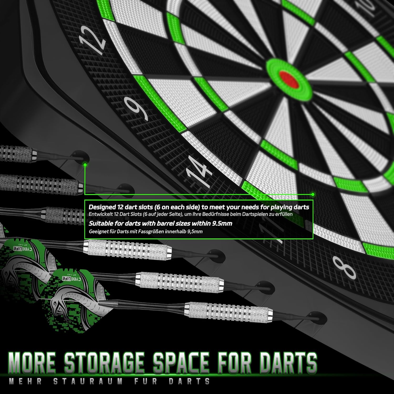 Electronic Dartboard 8 Player LED 34 Games 12 Darts Set Compact