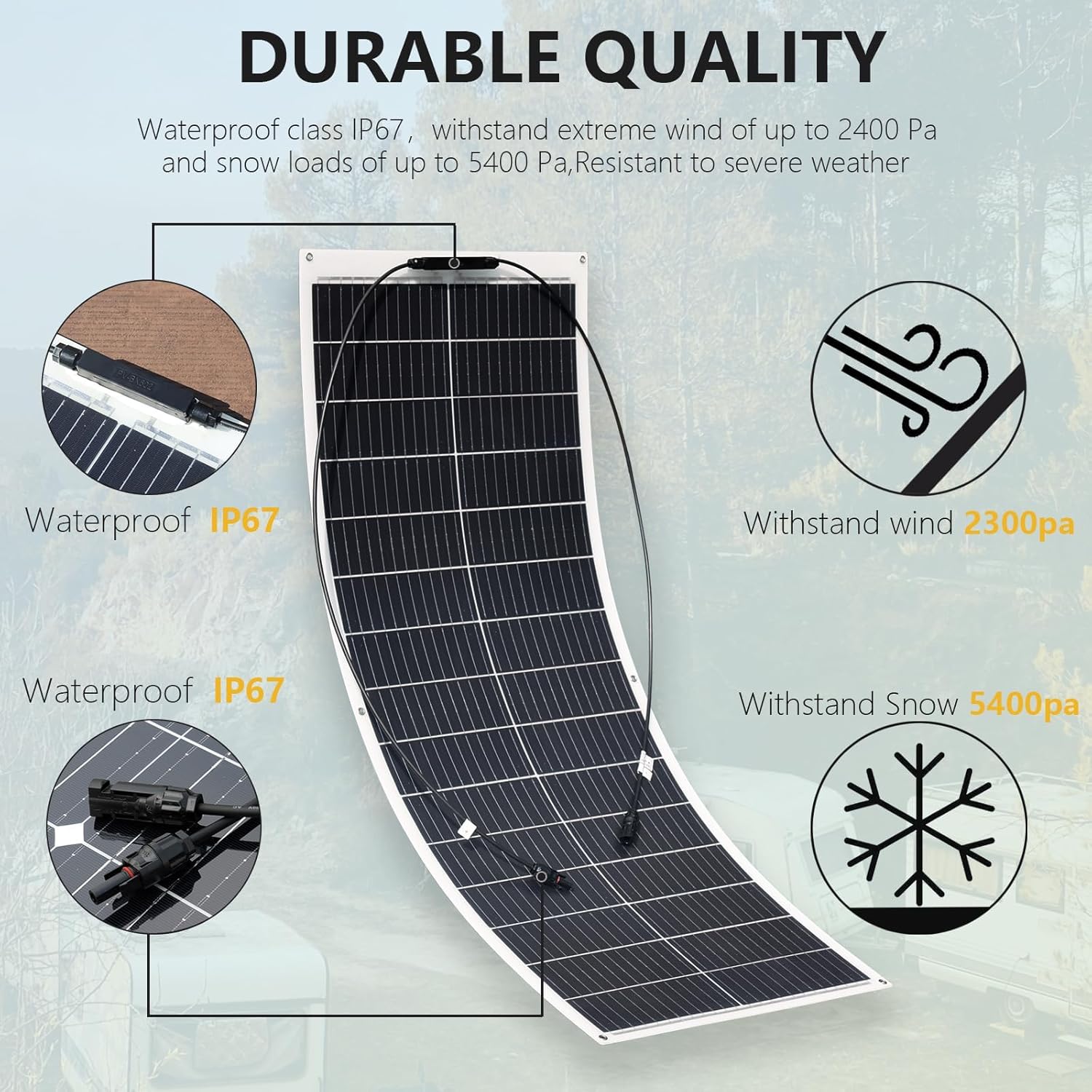 200W 12V Flexible Solar Panel Kit 20A PWM Controller