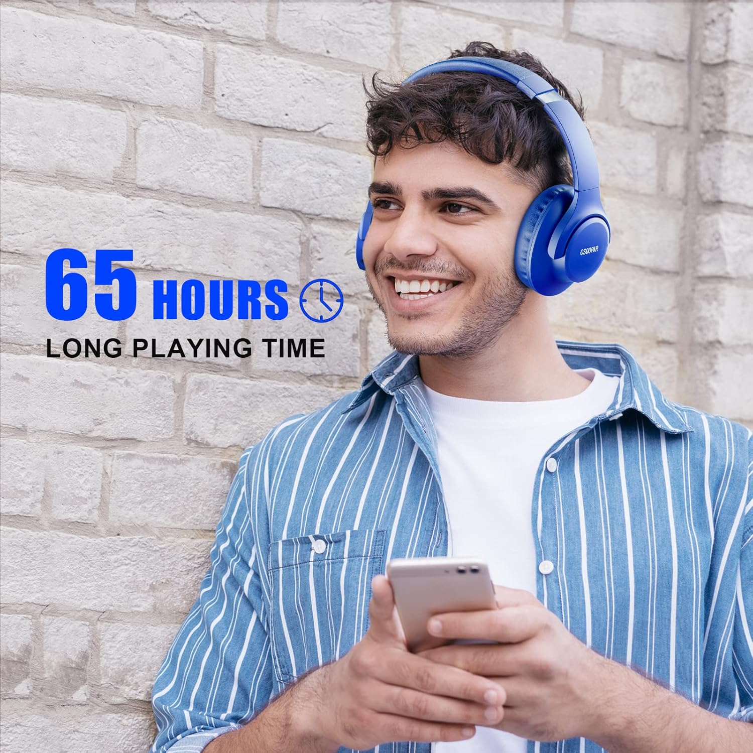 Bluetooth Over Ear Headphones 65H Playtime Deep Bass Foldable
