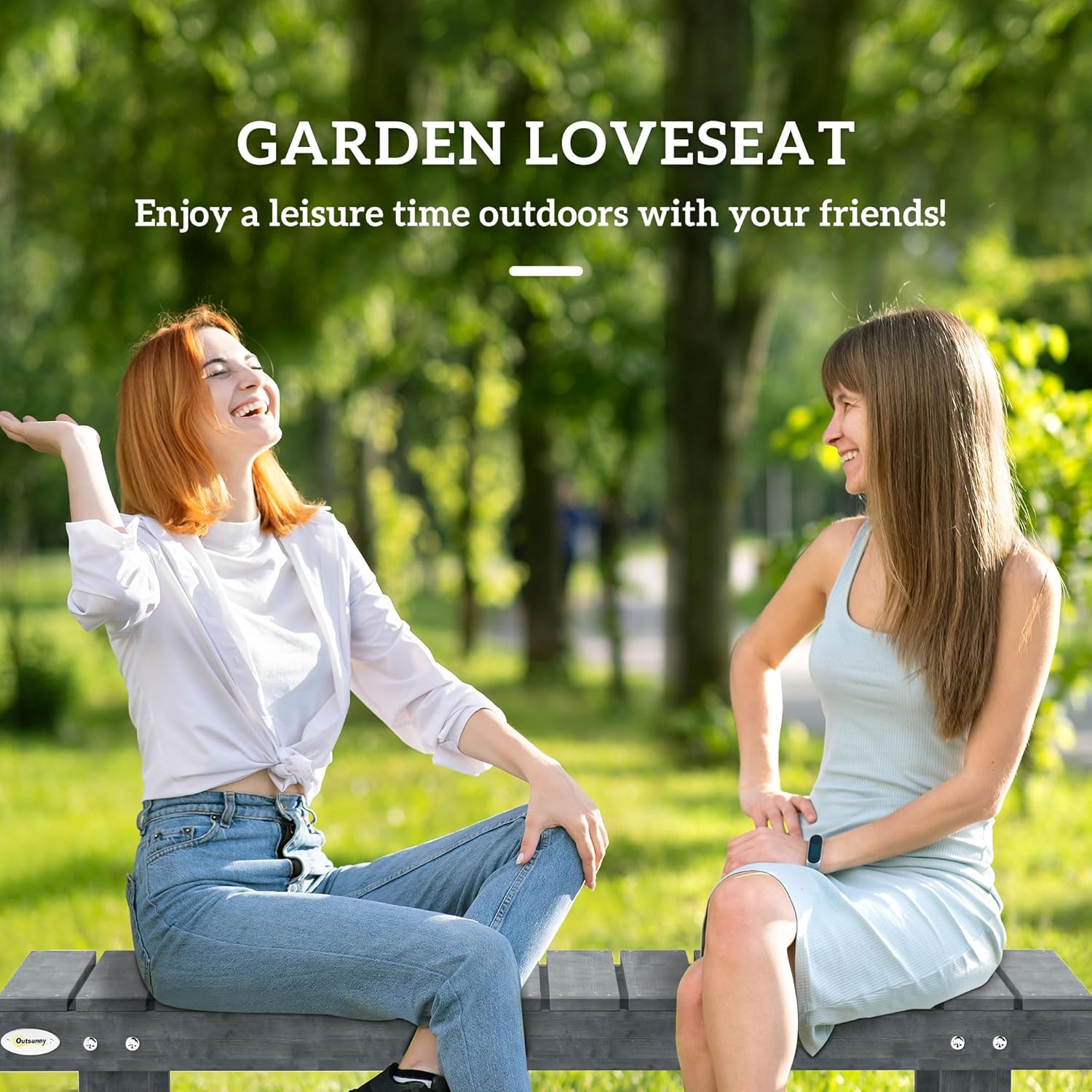2 Seater Wooden Garden Bench Backless Patio Seat Grey