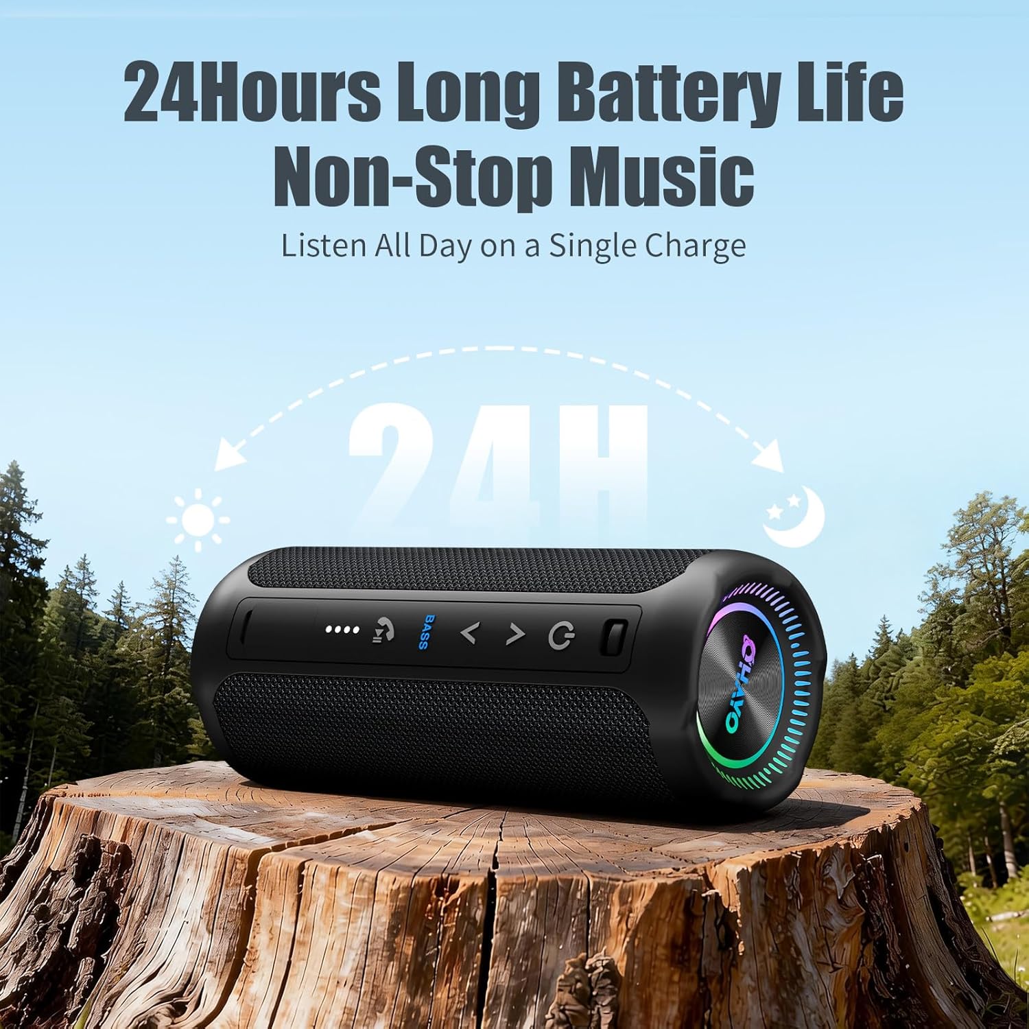 Portable Bluetooth Speaker 24H Playtime IPX7 Waterproof RGB