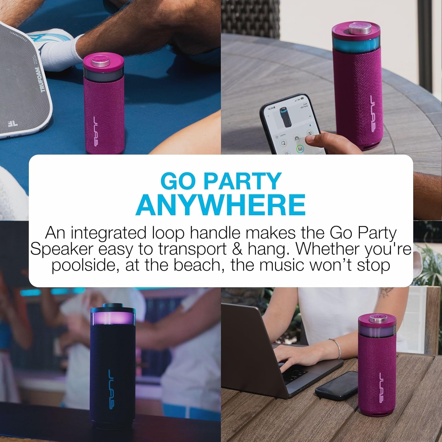 Portable Bluetooth Party Speaker RGB Lights 16H Playtime Waterproof