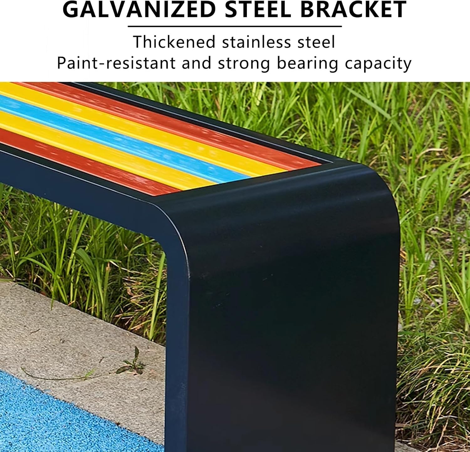 Outdoor Backless Garden Bench Wood Steel Patio Seat 150cm Grey