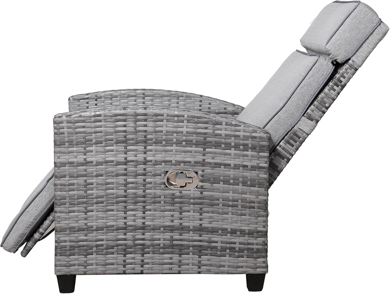 Rattan Reclining Lounge Chair Garden Patio Sun Lounger Grey