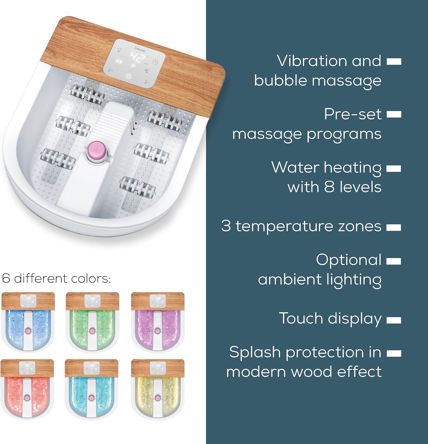 Luxury Foot Spa Massager Heat Bubble Vibration Touch Screen Bath