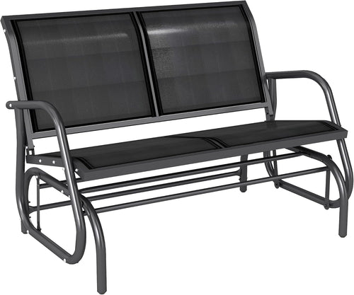 2 Seater Outdoor Glider Bench Metal Patio Swing Chair Black