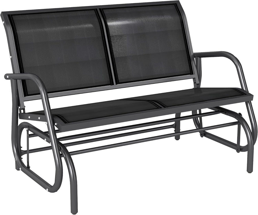 2 Seater Outdoor Glider Bench Metal Patio Swing Chair Black