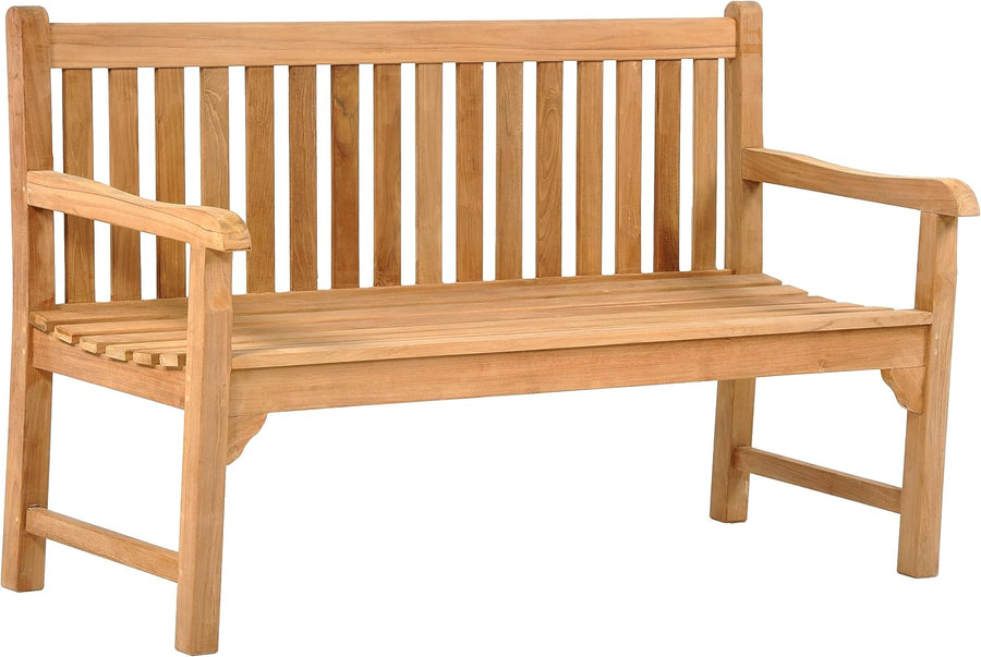3 Seater Teak Garden Bench 150cm Wooden Patio Park Seat
