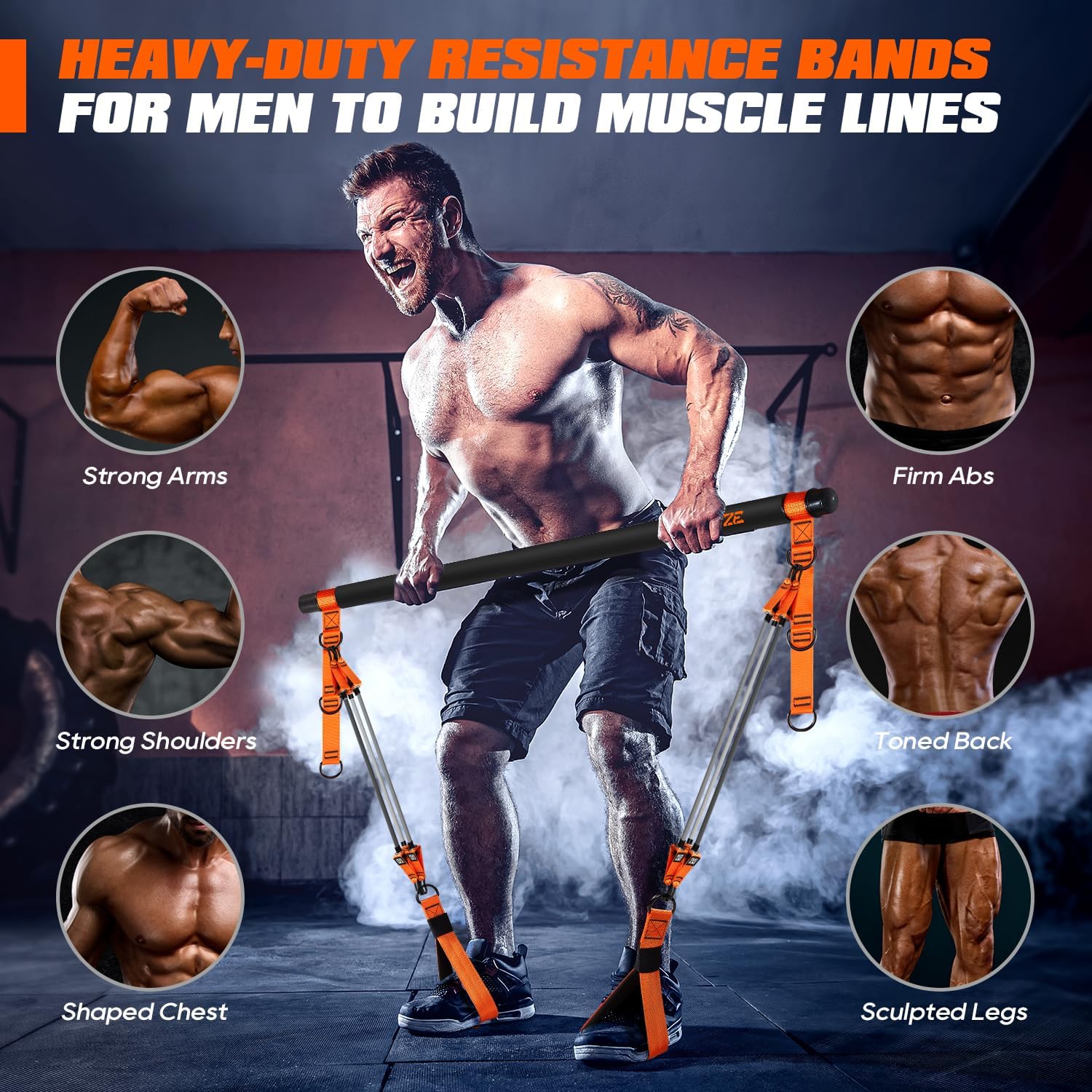 Pilates Bar Kit Resistance Bands Set Portable Home Gym 270lb