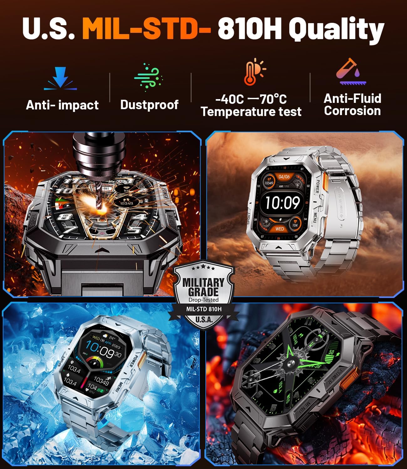 Military AMOLED Smart Watch 1000mAh 120 Sports 5ATM